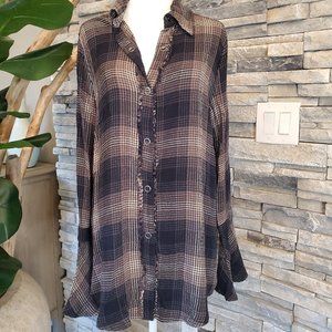 Free People Plaid Blouse